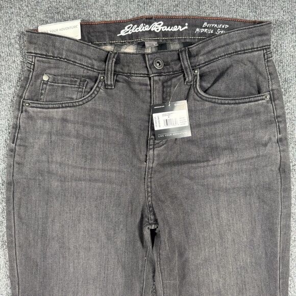 Eddie Bauer Denim - NWT Eddie Bauer Boyfriend Flannel Lined Midrise Straight Jeans Charcoal Size 2